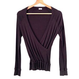 Splendid Black Wrap Long Sleeve Top in Size Medium